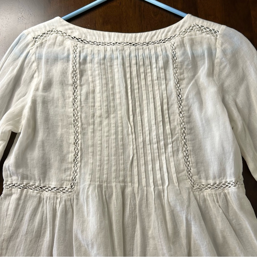 Rebecca Taylor white pintuck lace detailed shirt size 4 - Picture 12 of 15
